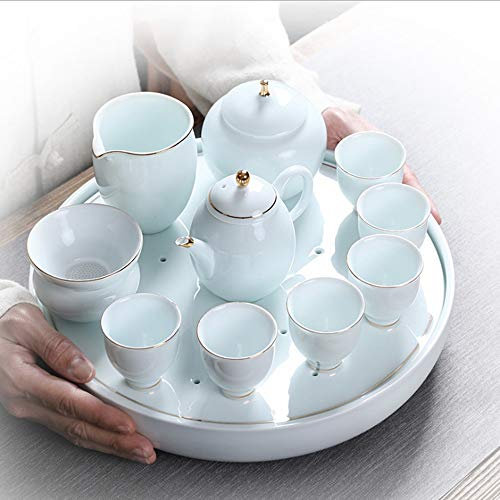 Vaisselle à thé Kung Fu en céramique peinte à la main, bol à théière, service à thé en porcelaine minimaliste moderne, service à thé, 4 styles (couleur : D) (D)
