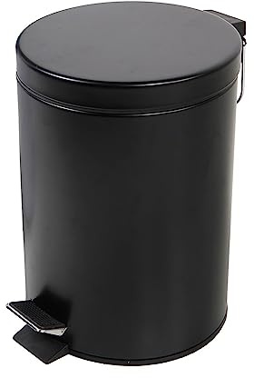 Mojawo Kosmetikeimer Mülleimer Treteimer Abfallbehälter Edelstahl pulverbeschichtet Pedal Inneneimer 5 Liter, Farben:Schwarz