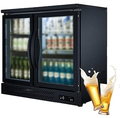 Réfrigérateur de bar sous le comptoir, refroidisseur de bar arrière avec 2 portes en verre, réfrigérateur à boissons à hauteur de comptoir, réfrigérateur d'affichage commercial de 36 po ( Color : Doub