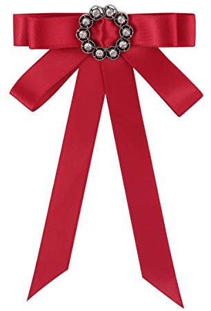 WRITWAA Brosche Mit Schleife Jabot-Kragen Brosche Mit Strasssteinen Anstecknadel Rote Fliege Für Damen Bridemate Schleife Mit Krawatte n Glänzende