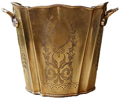 Pimex ice bucket, ice bucket gift Vintage Carved Brass Ice Bucket Large Capacity Champagne Ice Bucket With Handle For Bar Whiskey Bottle Cooler wine buckets for parties
