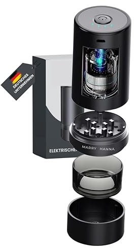 MarryHanna Elektrischer Grinder Aluminium [ELEKTRISCH USB] Crusher, messerscharfes Mahlwerk, aufladbar, tragbares Zubehör, Kräutermühle zum Zerkleinern auf Knopfdruck