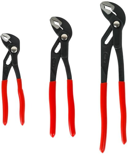 Azreference Vattenpump tång set 3 delar (7 tum, 10 tum och 12 tum) | Mini slip gemensam VVS-tång skiftnyckel | Tryckknapp justerbar tunga och spårtång set