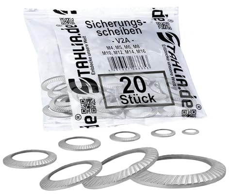Stahlia Sicherungsscheiben M12 Unterlegscheiben Edelstahl (20 Stück) DIN 53070 Form S Beilagscheiben U-Scheiben gezahnt Unterlegscheiben Set Schraubensicherung