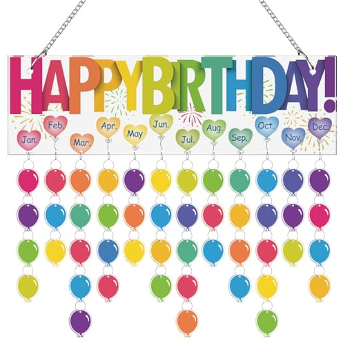 Eersida Birthday Calendar Wall Hanging Family Birthday Plaque with Tags Gifts for Mom Grandma Classroom Reminder Calendar Board with 120 Tags for Mother's Day Home Office(Classic Color)