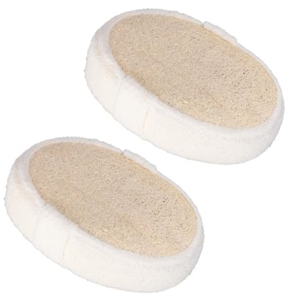 Esponja de Ducha Ovalada de Lufa Natural Exfoliante 2 Piezas | Baño y Spa, Exfoliación Delicada Corporal, Color Beige, Forma Ovalada, Paquete de 2 Unidades