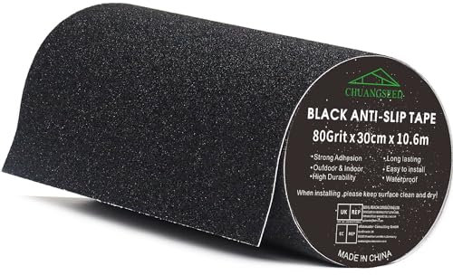 CHUANGSEED noir Anti-dérapante,30cm x 10.6m,Bandes antidérapantes avec Ruban adhésif antidérapant pour escaliers,marches,revêtements de Sol,Ruban antidérapant Solide,Autocollant