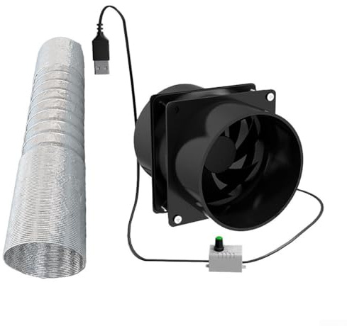 HEIBTENY Kleiner Rohrventilator Abluftventilator Geschwindigkeitsregulierender Badlüfter Fan Mit Feuchtigkeitssensor Für Küche Hause Schuppen 10.5 * 8 * 6.5 cm(With 100cm pipe)