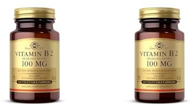 Solgar Vitamin B2 (Riboflavin) 100 mg Vegetable Capsules - Pack of 200 - Supports Energy Production - Can Help Reduce Tiredness and Fatigue - Vegan and Gluten-Free
