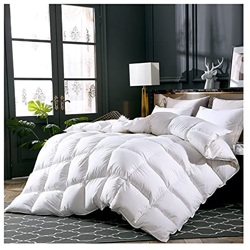 Coperta Trapunta in Piuma D'Oca/Anatra Piumino per l'inverno/Estate Piumino in Cotone Bianco (Colore : Bianca, Dimensioni : 200X230cm 3500g)