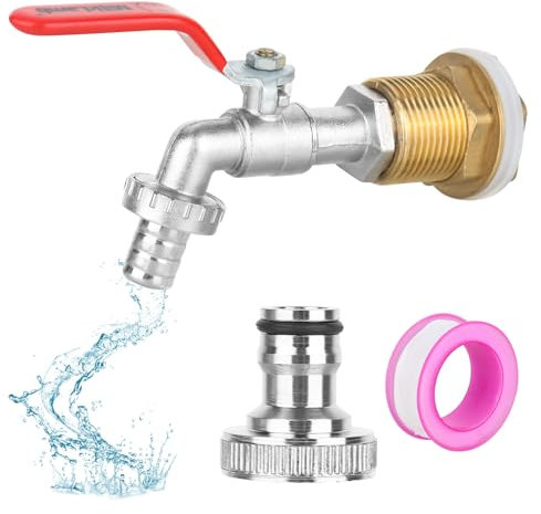 CTDMJ Kugelauslaufhahn 3/4 Zoll Kugel-Auslaufventil Messing Wasserhahn für Regentonne mit Filterstopfen Universal Frostsicher Garten Wasserhahn Kugel-Auslaufventil (Rot)