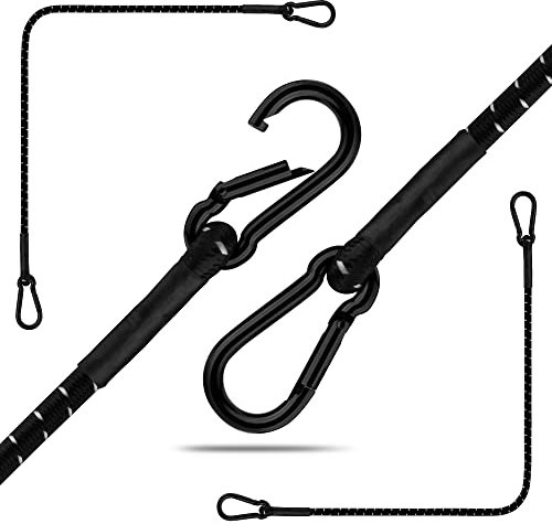 CLIFFORD Spanngummi mit Karabiner - 30 cm bis 140 cm I 2X oder 4X I Robuste Spanngurte mit Haken I Spanngummi mit Haken für Kofferraum, Fahrrad, Sonnensegel I Expander mit Karabiner I Gummispanner