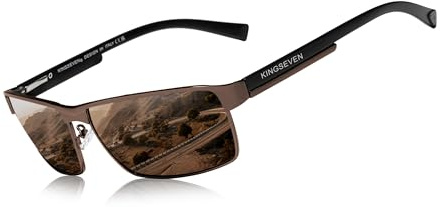 KINGSEVEN Mode Photochrome Sonnenbrille Männer Frauen Polarisierte Piloten-Sonnenbrille Quadratische Blendschutz-Fahrbrille UV400 (Braun)