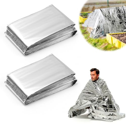 ltteea 2Pcs Plant Reflective Mylar Film, 210 x 130cm Emergency Foil Blanket Survival Reflective Thermal Blanket for Outdoors Hiking First Aid Greenhouse and Garden Planting Accessory