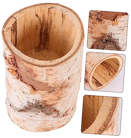 ULDIGI Birkenholz Blumentopf Handgefertigt Bonsai Topf 15cm Für Sukkulenten Drinnen Und Draußen Holzdeko