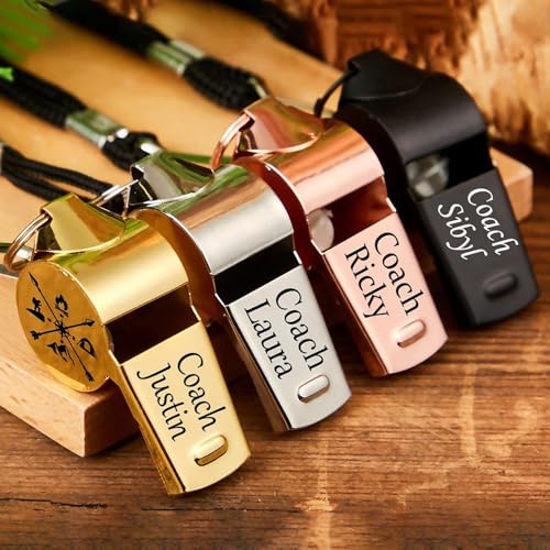 miguha Pfeife, Personalisierte Pfeife Mit Eingraviertem Namen, Edelstahl Mit Lanyard, Lauter Knackiger Ton, Sportpfeifen Für Lehrer, Schiedsrichter, Trainer, Basketball, Wild Sports