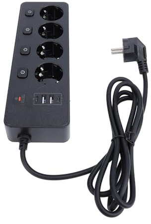 Multipresa 3250 W, Multifunzione, Presa Multipla con Porte USB, Ricarica Rapida di Tipo C, Interruttore, Protezione Sovraccarico, Materiale PC Ignifugo, Struttura