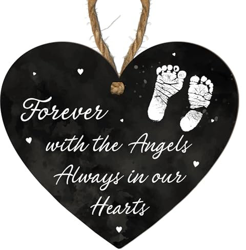 Memorial Plaque – Forever with the Angels, Always in Our Hearts – Elegant Sympathy Keepsake – Thoughtful Remembrance Gift for Grieving Loved Ones, Hanging Wall Plaque (Baby Feet)