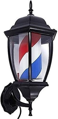 VUIKLCty Poste de barbero LED, Logotipo de peluquería clásica Europea, luz giratoria, Letrero de Tienda de salón, luz de Pared Impermeable for Exteriores Tamaño: 49X25CM