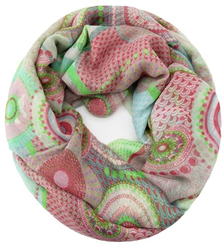Gloop Damen Schal Loop Schal Feinstrick Loop mit Ethno Punkte Muster