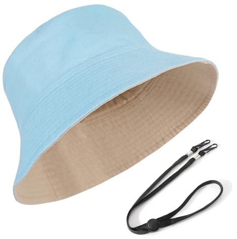 TAGVO XXL Fischerhut für Damen Herren, UPF50+ Reversibel Bucket Hats für Großen Kopf, Beidseitigen UV-Schutz Baumwolle Sonnenhut mit Breiter Krempe
