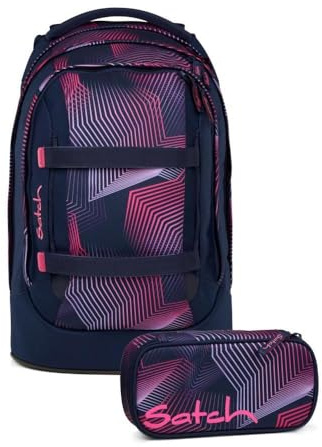Satch pack Schulrucksack Set 2tlg. inkl. Schlamperbox (Seismic Pink)