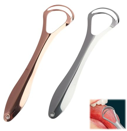 Advanced Dual-Head Tongue Scraper for Superior Oral Hygiene, Stainless Steel Metal Tongue Cleaner, Effective Against Bad Breath, Suitable for Adults and Kids, Includes Two Color Variants, for Travel