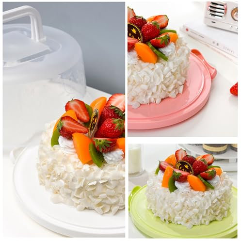 BAFOVY Portatore di Torte, Supporto per Cupcake Sicuro e Ermetico, Contenitore per Torta Rotondo Portatile con Coperchio e Maniglia per Torte per Muffin, Design Trasparente Elegante, Materiale (WHITE)