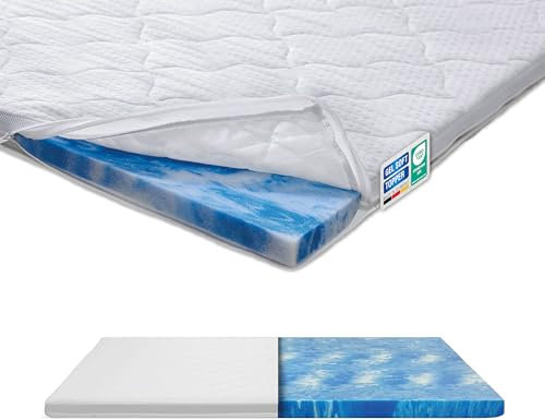 Gel Soft Topper 140x200 cm oder 160x200cm - Hochwertiger -Bezug - Umlaufendes Klimaband - Qualität Made in Germany - Gel-Topper 140 x200 (140 x 200 cm)