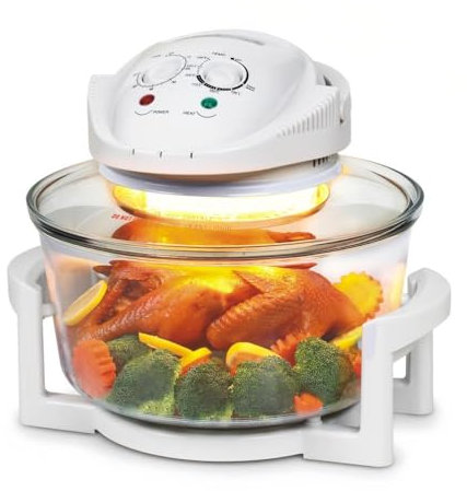 MIDUOLAI 12l,3PCS,Friggitrice Ad Aria in Vetro, Forno Elettrico A Convezione Turbo, Friggitrice Ad Aria Grande con Controllo della Temperatura, Forno Alogeno per Arrosti