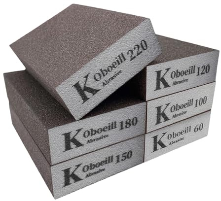6pcs Sanding Blocks, Sanding Sponges 6 Grits(60,100,120,150,180,220), Washable Sanding Block for Walls, Hand Sand Paper Sandpaper for Wood Metal, Wet and Dry Dual-use Abrasive Pads