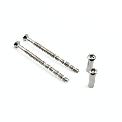 M4 Chrome Internal Door Handle Screw Connecting Bolts w/Sleeves, 2 Screws, Door Handle Fixing Screws, Through Bolts for Door Handles, Replacement Screws for Roses, Knobs, Escutcheons & Lever Handles