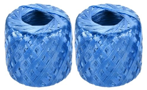 sourcing map Lot de 2 ficelles de corde en plastique et nylon polyester de 225 m, 30 mm, emballage domestique pour jardinage, artisanat, transport - Bleu