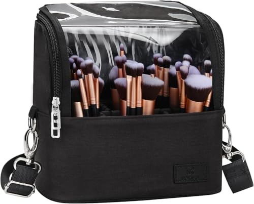Relavel Kosmetiktasche, Make up Pinsel Tasche, Groß Make up Organizer, Stand-up Kulturbeutel Wasserdicht Kosmetikkoffer mit verstellbaren Trennwand, für Damen und Mädchen