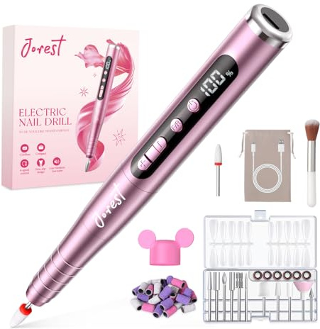 JOREST Lime a Ongle Electrique, Ponceuse pour Ongles Sans Fil 13 en 1, Ponceuse Pieds Pédicure Professionnel, 35000 tr/min, 6 Vitesses Réglables, Convient Aux Débutants, Portable et Rechargeable