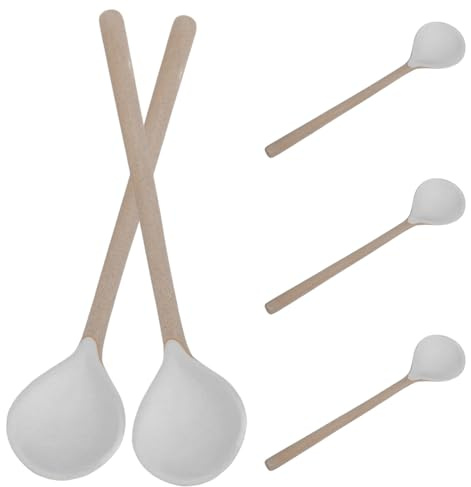 DECOMELODY 5 pezzi Cucchiaini Ceramica Piccoli per Dessert e Caffè Cucchiai da Tè e Yogurt con Base Stabile Design Gatto Decorativo per Ufficio Viaggi e Casa