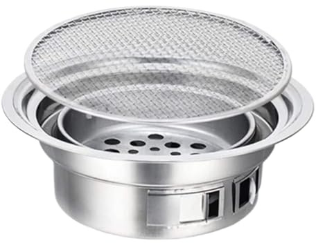 Barbecue portatile a carbonella, in acciaio inox, per campeggio, picnic e barbecue, design rotondo per un facile utilizzo e trasporto