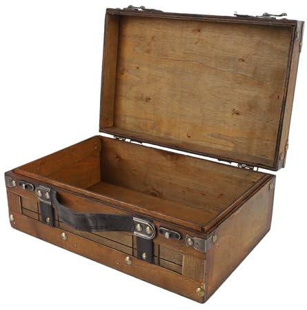 Solinder Vintage-Holzkoffer Im Used-Look, Tragbarer Retro-Aufbewahrungskoffer für Kleidung, Spielzeug mit Fotografie-Requisiten (Klein)