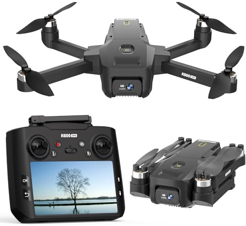 Drone K600GPS con telecamera EIS 1080P, schermo HD da 4,5 pollici, ritorno automatico a casa, tracciamento, motore brushless quadrirotore telecomandato pieghevole per adulti, bambini e principianti