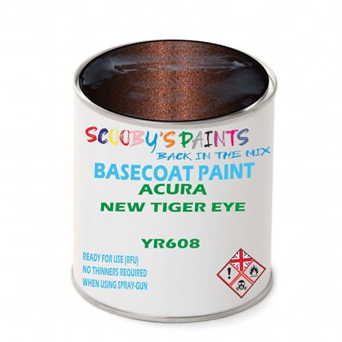 SCOOBYS PAINTS BACK IN THE MIX Paint Compatible With Acura New Tiger Eye Yr608 Basecoat Rfu Ready For Use - Spray Gun Automotive Colour (500Ml)