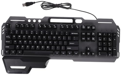 SHINEOFI Clavier Ergonomique Filaire USB avec Rétroéclairage LED, 104 Touches en Abs, Performance Étanche, Repose-Poignet, pour Bureau et Café