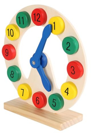 LLTCMYGS Montessori Holz-Lernuhr, Buntes Zahlen-Zeit-Lernspielzeug für Kleinkinder