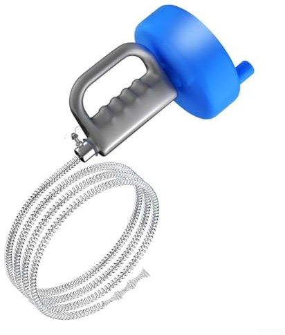 Herramienta de resorte para desatascar tuberías de 10 mm galvanizada con alambre grueso y mango antideslizante para mantenimiento de drenaje doméstico (7 m)
