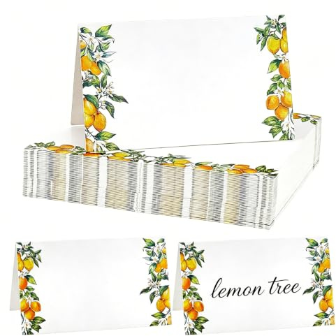 PH PandaHall 50pz Biglietti Augurali Pieghevoli con Stampa Limone Biglietto Auguri, 8.9x5.3cm Biglietti da Tavolo Colorati per Inviti Partecipazioni Matrimonio Compleanno