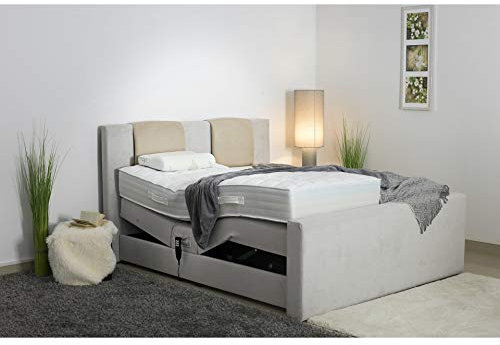 PAARA Boxspringbett | 10.000 Newton Motorleistung | LED | Antirutsch-Matten | Royal-WS® Taschenfederkern Matratze mit GELAX® Topper Kern | Made in Germany (120 x 200 cm)