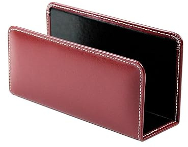DELMON VARONE - Briefständer aus Cambridge Top Grain Leder rot, Dokumentenhalter zur Aufbewahrung von Briefe, Dokumente und Prospekte, Organizer für Schreibtisch und Büro mit Metalleinlage