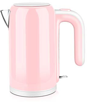 Bollitore Elettrico Spegnimento Automatico Grande capacità 1200w Isolamento Anti-Scottatura Integrato in Acciaio Inossidabile 1.0l Rosa