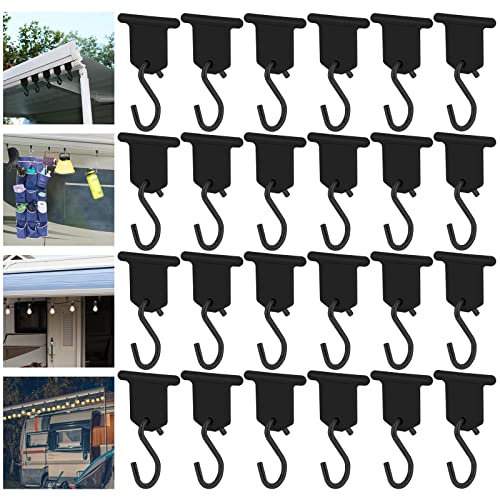 Kederleiste Haken,Saijer 24 Haken für Kederschiene RV Markisenhaken Camping Markisen Haken Wohnmobil Markisenhaken Vorzelt Kleiderbügel Haken Zubehör Kederleisten S Hook Set für Wohnwagen Camping Zelt