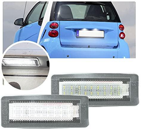 NSLUMO 2X Luci targa LED Lampade targa compatibili con Mercedes Smart Fortwo 451 2007-2014 Smart Fortwo 450 1998-2007 Luci targa smart 451 450 luce a LED Lampada parcheggio