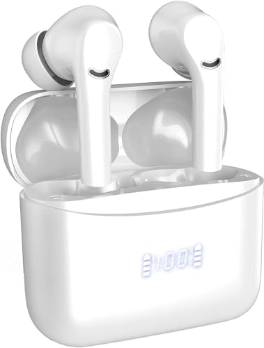 Mysic Auriculares Inalámbricos, Auriculares Bluetooth 5.3 HiFi Estéreo con 4 HD Micró, Cascos Inalambricos ENC Cancelación de Ruido Reproducción de 42H, Pantalla LED Control Táctil, IPX7 Impermeable